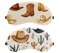 Wild Western - Gorras de vaquero con diseño de cactus en fondo del desierto, paquete de 2 máscaras de dormir suaves y transpirables que bloquean la luz