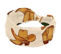 Wild Western - Gorras de vaquero con fondo vintage para mujer, diadema elástica ancha, turbante suave, antideslizante, para yoga, entrenamiento, deporte, correr