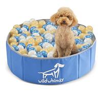 Wild Whimsy Piscina de Pelotas para Perros, pequeña y Plegable de 32 Pulgadas, corralito de Juegos para Interiores y Exteriores con Anillo de Refuerzo de Metal, Estuche de Almacenamiento Incluido,