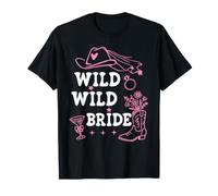 Wild Wild Bride Bachelorette Cowgirl Cute Pink Bridal Cowboy Camiseta