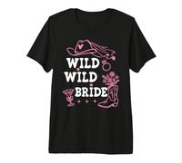 Wild Wild Bride Bachelorette Cowgirl Cute Pink Bridal Cowboy Camiseta Premium