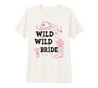 Wild Wild Bride Bachelorette Cowgirl Cute Pink Bridal Cowboy Camiseta Premium