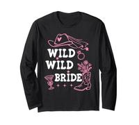 Wild Wild Bride Bachelorette Cowgirl Cute Pink Bridal Cowboy Manga Larga