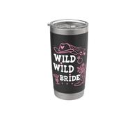Wild Wild Bride Bachelorette Cowgirl Cute Pink Bridal Cowboy Vaso térmico de acero inoxidable de doble pared