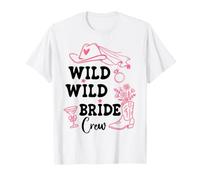 Wild Wild Bride Crew Bachelorette Cowgirl Pink Bridal Cowboy Camiseta