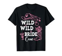 Wild Wild Bride Crew Bachelorette Cowgirl Pink Bridal Cowboy Camiseta