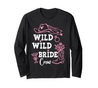 Wild Wild Bride Crew Bachelorette Cowgirl Pink Bridal Cowboy Manga Larga