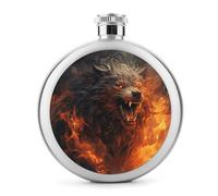 Wild Wolf in The Fire - Petaca de whisky pequeña portátil de viaje, botella de acero inoxidable a prueba de fugas para bodas, padrinos de boda, regalo de dama de honor, 5 onzas