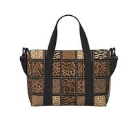Wild Zoo - Bolsa de fin de semana con estampado de zoológico, bolsa de gimnasio para mujeres y hombres, bolsa de viaje personal, color negro, talla única, Black, Talla única
