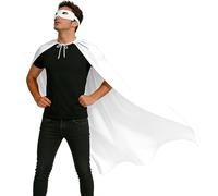 Wildarms Abrigo y máscara de superhéroe para adultos para hombres y mujeres, abrigos de vampiro para Halloween, disfraz para fiestas de disfraces y disfraz de Superman (blanco, 140 cm)