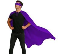 Wildarms Abrigo y máscara de superhéroe para adultos para hombres y mujeres, abrigos de vampiro para Halloween, disfraz para fiestas de disfraces y disfraz de Superman (morado, 90 cm)