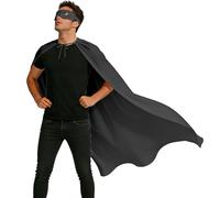 Wildarms Abrigo y máscara de superhéroe para adultos para hombres y mujeres, abrigos de vampiro para Halloween, disfraz para fiestas de disfraces y disfraz de Superman (negro, 90 cm)
