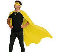 Wildarms Abrigo y máscara de superhéroe para adultos para hombres y mujeres, abrigos de vampiro para Halloween, disfraz para fiestas de disfraces y disfraz de Superman (amarillo, 140 cm)