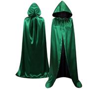 Wildarms Capa Larga de Vampiro con Capucha Colorida - Fiestas de Halloween, Cumpleaños y Carnaval (Verde, 140cm)