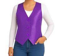 Wildarms Chaleco de Lentejuelas para Niños Unisex - Chaleco Brillante Infantil para Baile, Teatro, Espectáculos, Fiestas y Disfraces (FR/ES, Edad, 6 años, Regular, Morado)