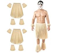 Wildarms Disfraz de carnaval tropical hawaiano, paquete de 2, falda de hoja ajustable para fiestas en la playa, Halloween y eventos temáticos
