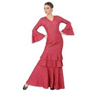 Wildarms Disfraz Flamenca Mujer Talla Única Traje Sevillana con Volantes para Feria de Abril y Baile Flamenco Disfraz Gitana Andaluz (FR/ES, Letras, S, M, Regular, Regular, Rojo (Puntos Negros))