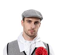 Wildarms Gorra Chulapo Cuadros Blanco y Negro - Boina Tradicional Madrileña para Disfraz Chulapo Hombre y Mujer, Accesorio Fiesta San Isidro Carnaval (50)