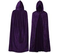 Wildarms Impresionante Capa Gótica de Terciopelo con Capucha - Para Bruja, Vampiro o Maga - Halloween, Navidad, Cosplay, Bailes y Fiestas de Disfra (morado, 140cm)