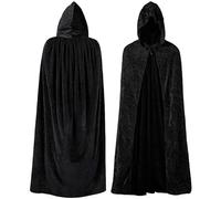 Wildarms Impresionante Capa Gótica de Terciopelo con Capucha - Para Bruja, Vampiro o Maga - Halloween, Navidad, Cosplay, Bailes y Fiestas de Disfra (negro, 90cm)