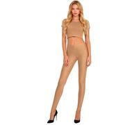 Wildarms Leggings Mujer en Microfibra Opaca - Blanco y Negro Multiusos Cosplay, Halloween y Bail (FR/ES, Letras, XXL, 3XL, Regular, Regular, Biege)