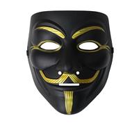 Wildarms Máscara de Guy Fawkes de V de Vendetta - Máscara de plástico de Anonymous para disfraces de Halloween, fiestas temáticas de hackers, eventos de cosplay, talla única. (negro)
