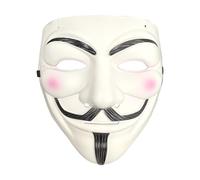 Wildarms Máscara de Guy Fawkes de V de Vendetta - Máscara de plástico de Anonymous para disfraces de Halloween, fiestas temáticas de hackers, eventos de cosplay, talla única. (blanco)