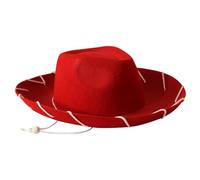 Wildarms Sombrero clásico de vaquero occidental de Halloween para adultos y adolescentes - Sombrero de disfraz unisex de estilo ranchero vintage con ala ancha, Rojo -, Medium