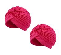 Wildarms Turbantes Plisados Unisex, Pack de 2, Gorro Árabe/Indio para Carnaval, Fiesta, Disfraces y Festivales (Fucsia)