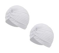 Wildarms Turbantes Plisados Unisex, Pack de 2, Gorro Árabe/Indio para Carnaval, Fiesta, Disfraces y Festivales (Blanco)