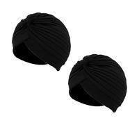 Wildarms Turbantes Plisados Unisex, Pack de 2, Gorro Árabe/Indio para Carnaval, Fiesta, Disfraces y Festivales (Negro)
