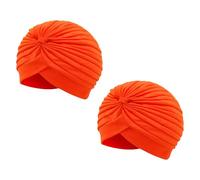 Wildarms Turbantes Plisados Unisex, Pack de 2, Gorro Árabe/Indio para Carnaval, Fiesta, Disfraces y Festivales (Naranja)