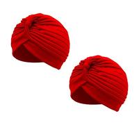 Wildarms Turbantes Plisados Unisex, Pack de 2, Gorro Árabe/Indio para Carnaval, Fiesta, Disfraces y Festivales (Rojo)
