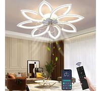 Wildcat Ventilador de techo iluminación, silencioso, moderno, con control remoto, temporizador, ventilador de diseño en forma de flor, luz de techo para dormitorio cocina
