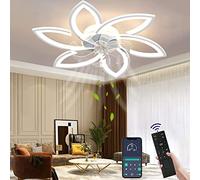 Wildcat Ventilador de techo iluminación, silencioso, moderno, con control remoto, temporizador, ventilador de diseño en forma de flor, luz de techo para dormitorio cocina