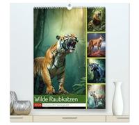 Wilde Raubkatzen (hochwertiger Premium Wandkalender 2026 DIN A2 hoch), Kunstdruck in Hochglanz: Raubkatzen sind eine Gruppe von fleischfressenden ... in verschiedenen Teilen der Welt vorkommen.