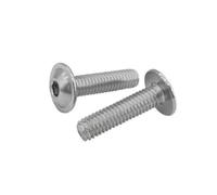 Wildeep 20 Piezas M4 * 4/5/6/8/10/12/45/50 304 Cabeza de Brida de botón Medio Redondo de Acero Inoxidable con arandela Tornillos con Cabeza Hexagonal Interna Perno(M4X25)