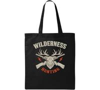 Wilderness Hunting Big Game Logo - Bolsa de algodón ecológico natural, color negro, Black, Talla única