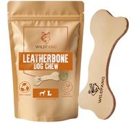 Wildfang® Juguetes para Perros de Cuero, Grande - Mordedor Perro Suave para Cachorros, Perros Adultos y Senior con Dientes Sensibles - Hueso Perro de Cuero Natural de 5 mm, No Tóxico, Pack de 1
