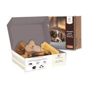 Wildfang Paket Willkommen Jungspund | Starterset für Welpen | Probierpaket | Kauwurzel aus Baumheide | Lederknochen | Kaustab aus Olive holz | Probierset Hartkäse für Hunde (L - für große Hunde)