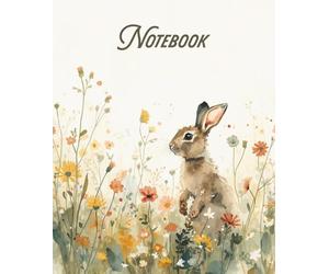 Wildflower Bunny Journal: Rabbit notebook with glossy cover, 110 lined pages, 7.5" x 9.25”