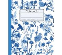 Wildflower Lined Notebook - Elegant 120-Page Journal with Index Pages | 7.5 x 9.25 in: Beautiful Floral Notebook with Blue Botanical Cover | Lined Pages for Writing, Journaling, or Daily Notes