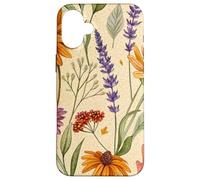 Wildflower Meadow Pattern with Autumn Garden Colors Carcasa para iPhone 16 Plus