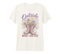 Wildflower Nature Outside Where I Come Alive Cottagecore Camiseta Premium