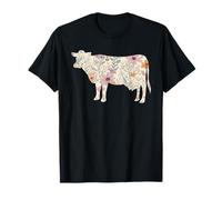 Wildflowers Cow Crew Neck Cute Floral Cow Mama Mother's Day Camiseta