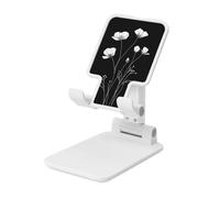 Wildflowers Line Art - Soporte plegable minimalista para teléfono celular, ángulo ajustable, altura de escritorio, portátil, compatible con todos los teléfonos inteligentes, estilo blanco