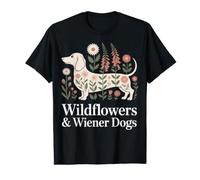 Wildflowers & Wiener Dogs Perro Salchicha Floral Camiseta gráfica económica