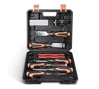 WildFun Juego de cinceles - Juego de 13 herramientas para carpintería - herramientas para tallar madera, juego de cinceles de madera con piedra de afilar, medidor de lijado y estuche de almacenamiento