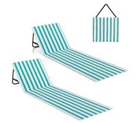 WildFun Silla de Playa portátil, Silla de Playa Plegable, Silla de Bronceado Ligera y Ajustable para Tomar el Sol al Aire Libre en la Arena del Camping (2pcs, Raya Azul y Blanca)