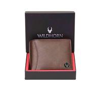 WildHorn Cartera de cuero de grano superior para hombre, 9 ranuras para tarjetas, 2 divisas y 2 compartimentos secretos, 1 cremallera y 3 ranuras para tarjetas de identificación, Marrón, Clásico